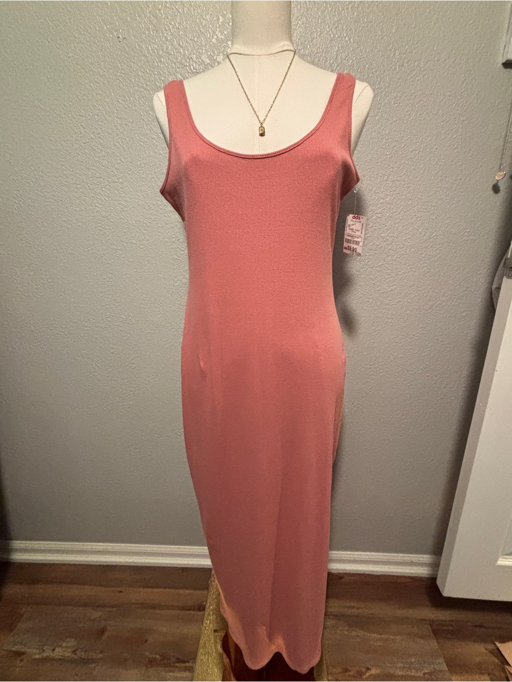 Heart & Hips Dusty Rose Sleeveless Maxi muscle shirt Dress